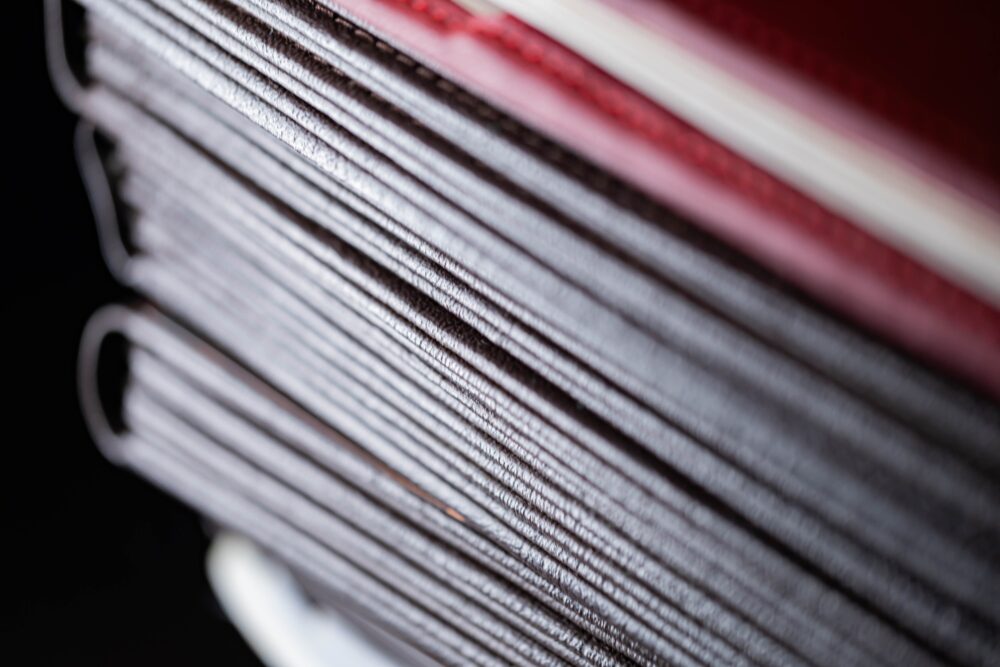 Stack of books with red covers